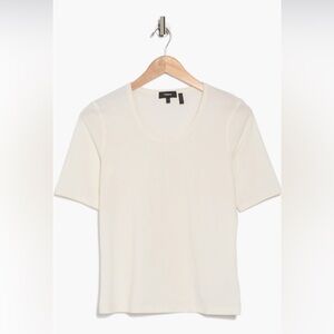 THEORY Junia Pima Cotton Ivory Short Sleeve Tee - Size Small